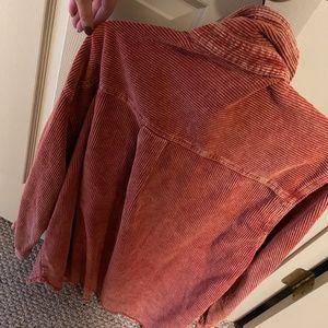 Red corduroy Shacket button up